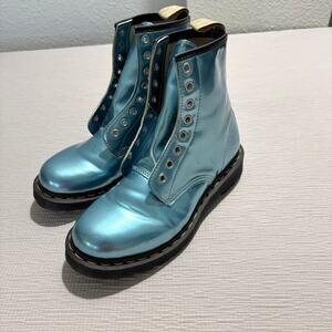 Dr. Martens 1460 Women’s US 7 Metallic Blue Mirror Combat Boots vegan festival